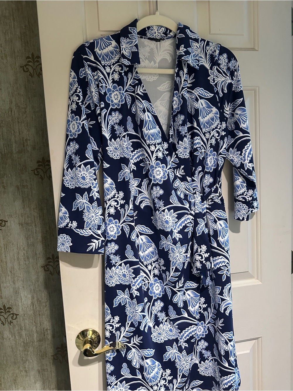 Talbots, never worn, floral 3/4 length sleeve wrap dress